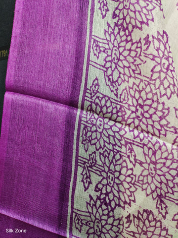 Tussar silk hand block print dupatta SILK ZONE