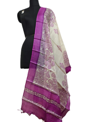 Tussar silk hand block print dupatta SILK ZONE
