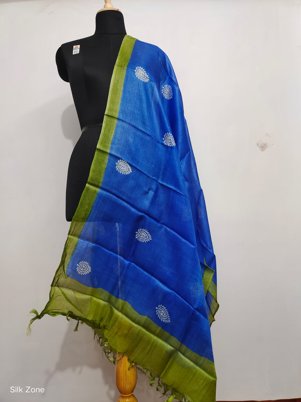 Tussar silk hand block print dupatta SILK ZONE