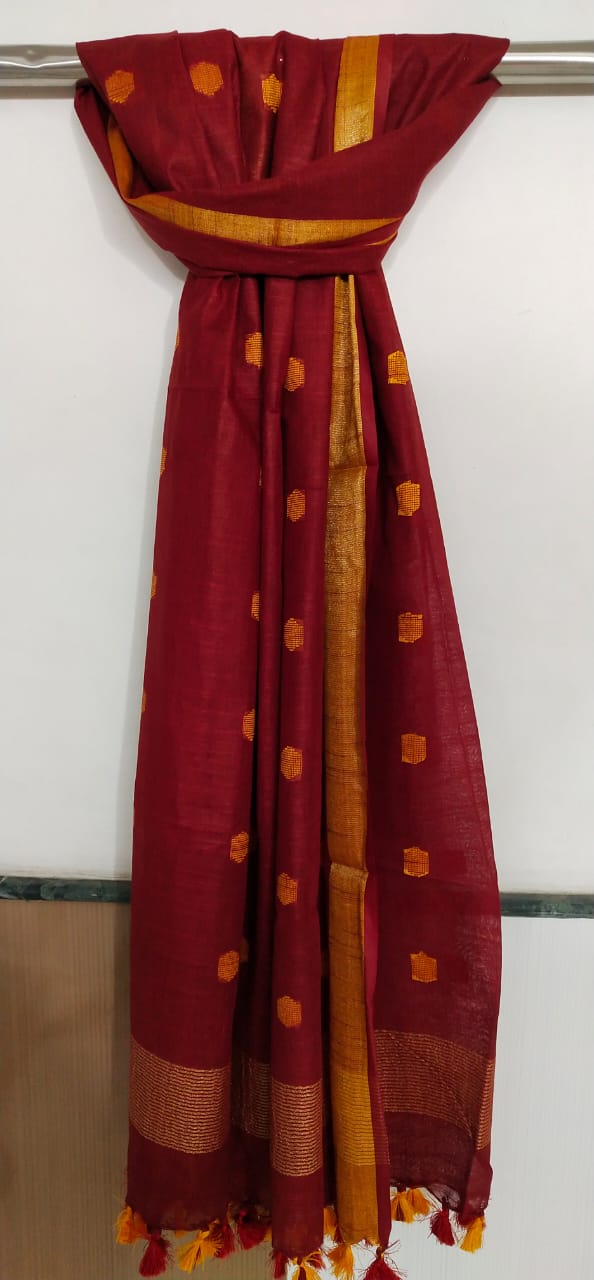 Cotton linen buta dupatta SILK ZONE