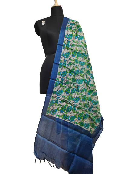 Tussar silk hand block print dupatta SILK ZONE