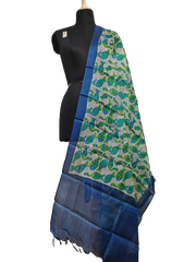 Tussar silk hand block print dupatta SILK ZONE