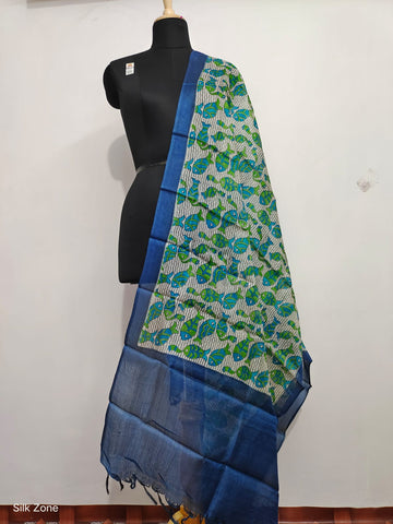 Tussar silk hand block print dupatta SILK ZONE