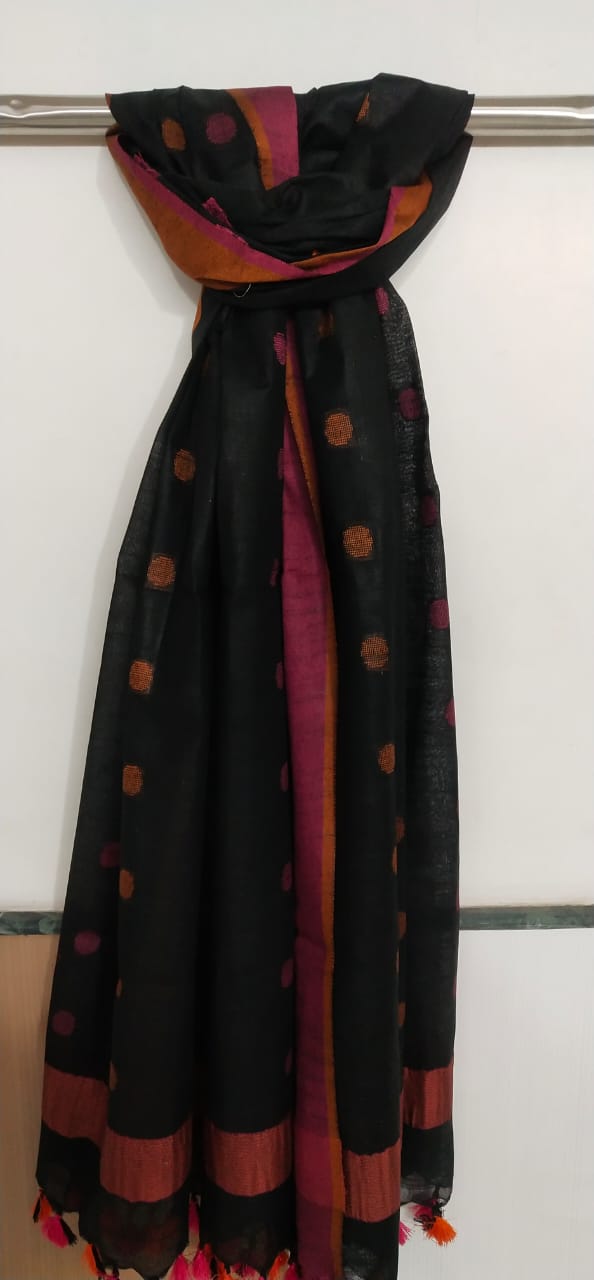 Cotton linen buta dupatta SILK ZONE