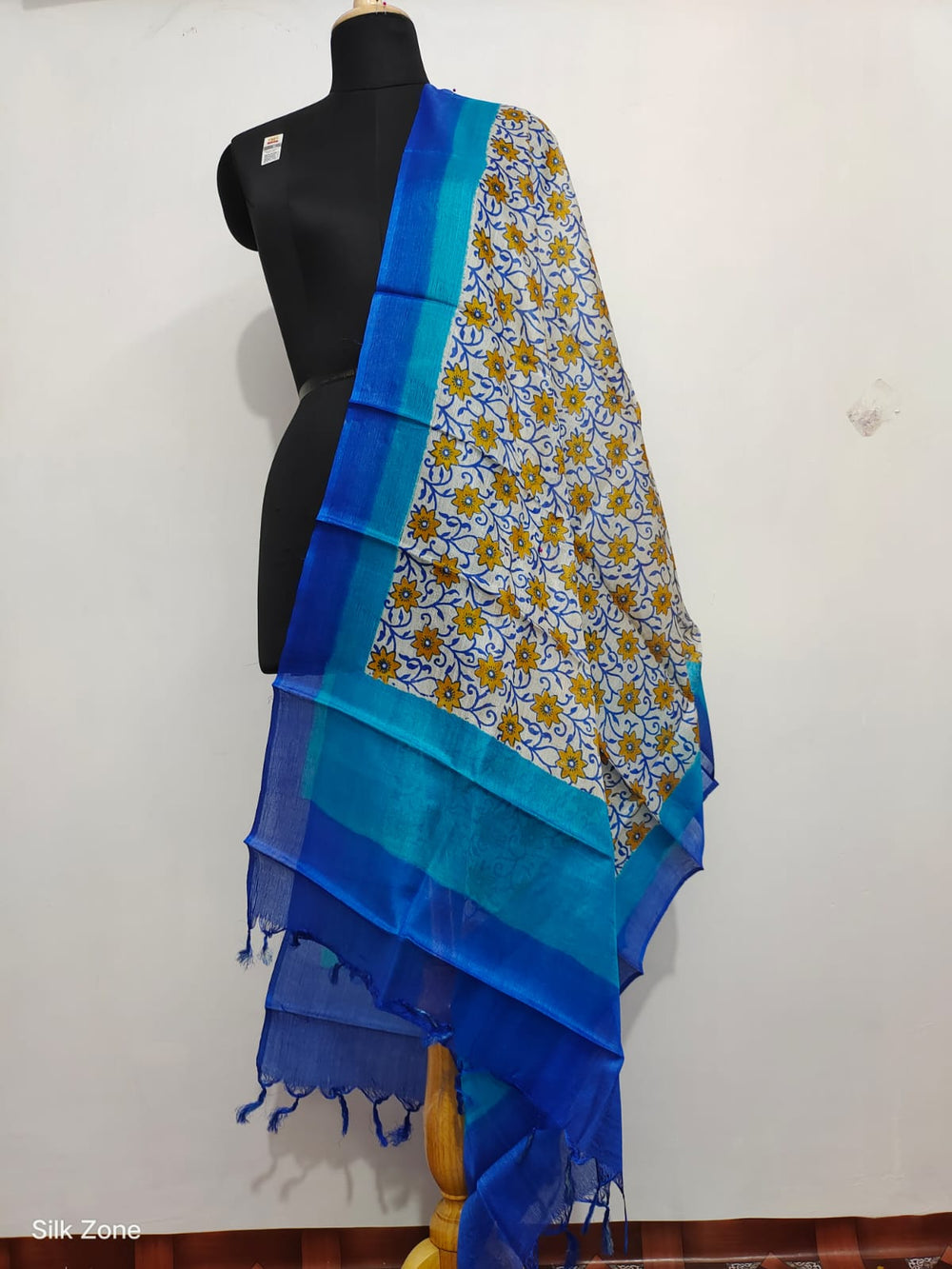 Tussar silk hand block print dupatta SILK ZONE