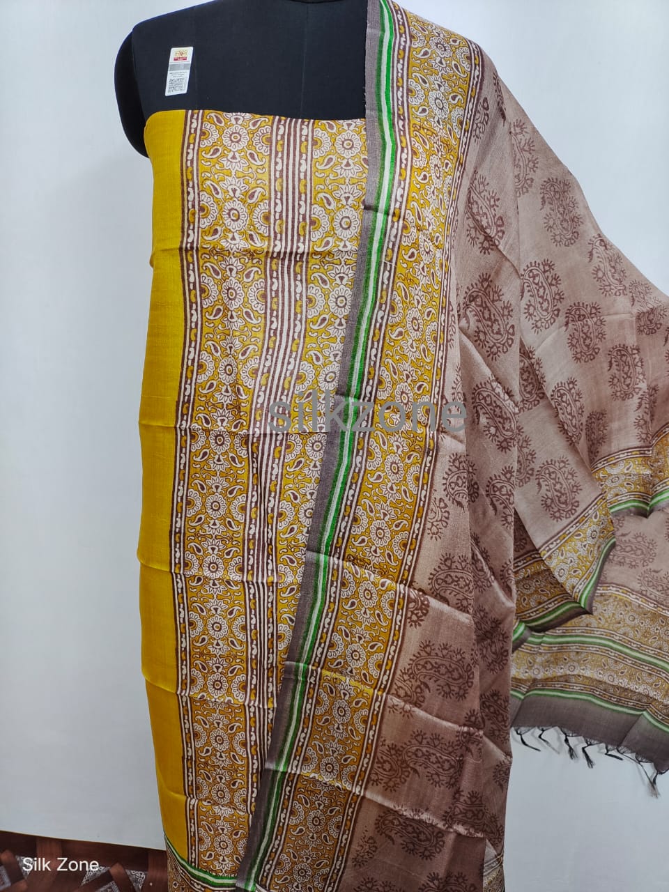Tussar Silk Hand Block Print Suit SILK ZONE