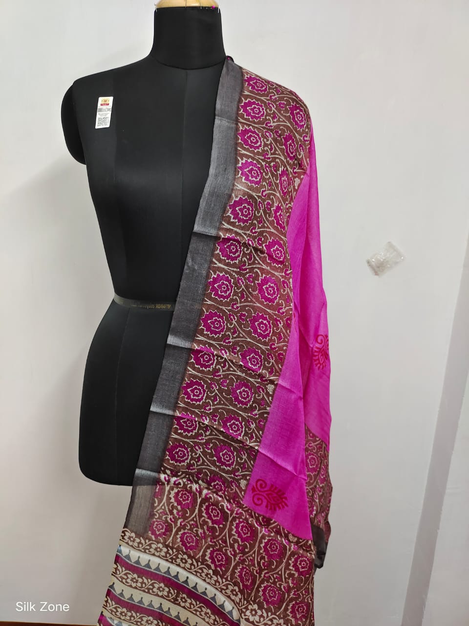 Tussar silk handblock print dupatta SILK ZONE