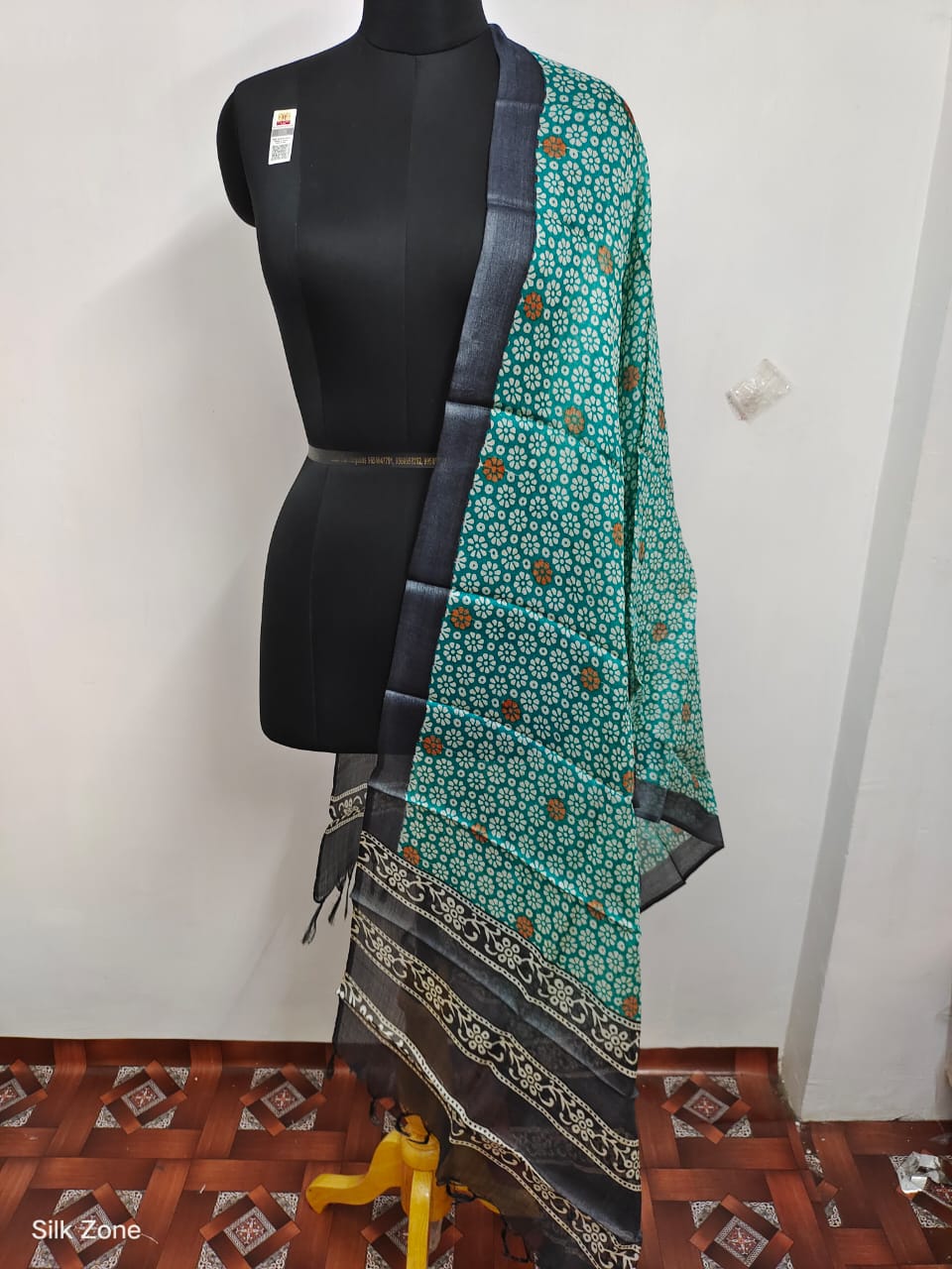 Tussar silk handblock print dupatta silk ZONE