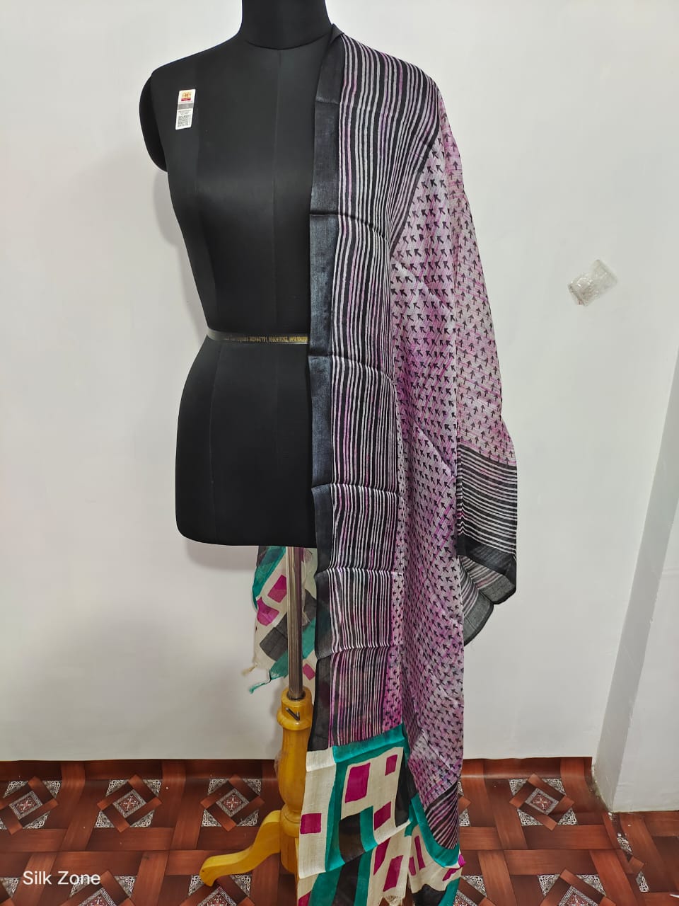 Tussar silk handblock print dupatta SILK ZONE