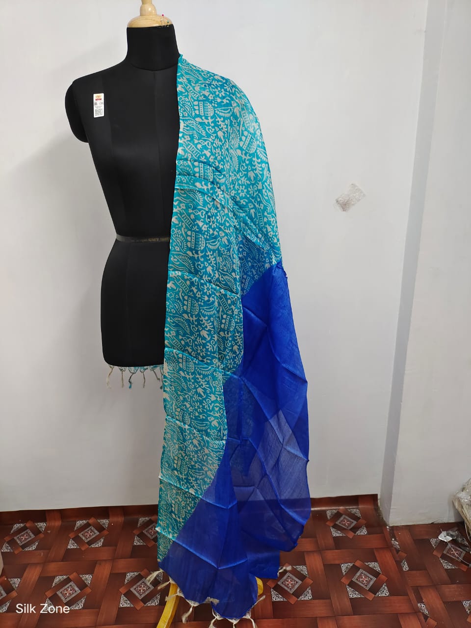 Tussar silk handblock print dupatta silk ZONE