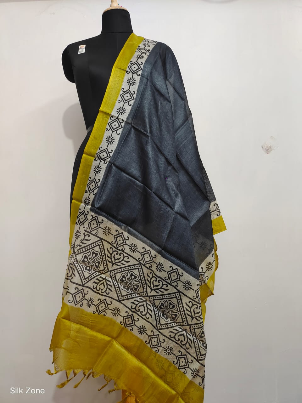 Tussar silk handblock print dupatta silk ZONE