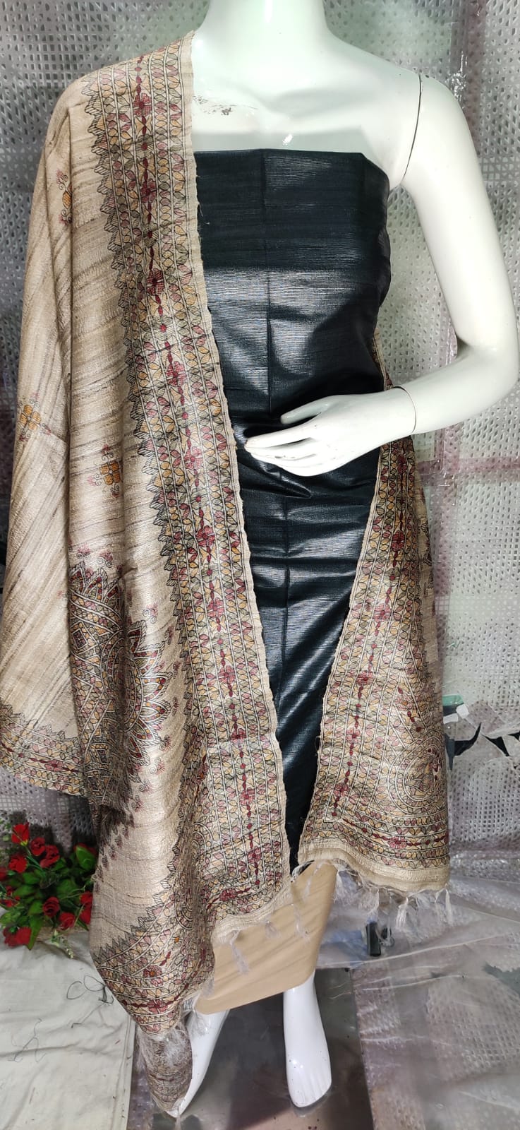 Pure tussar ghicha silk suit SILK ZONE