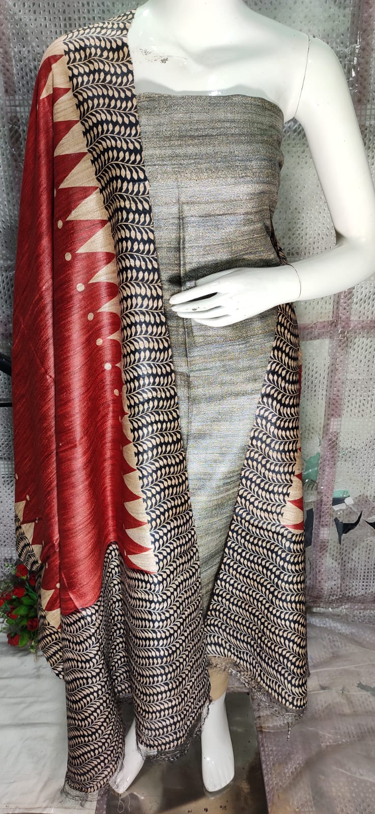 Pure tussar ghicha silk suit SILK ZONE