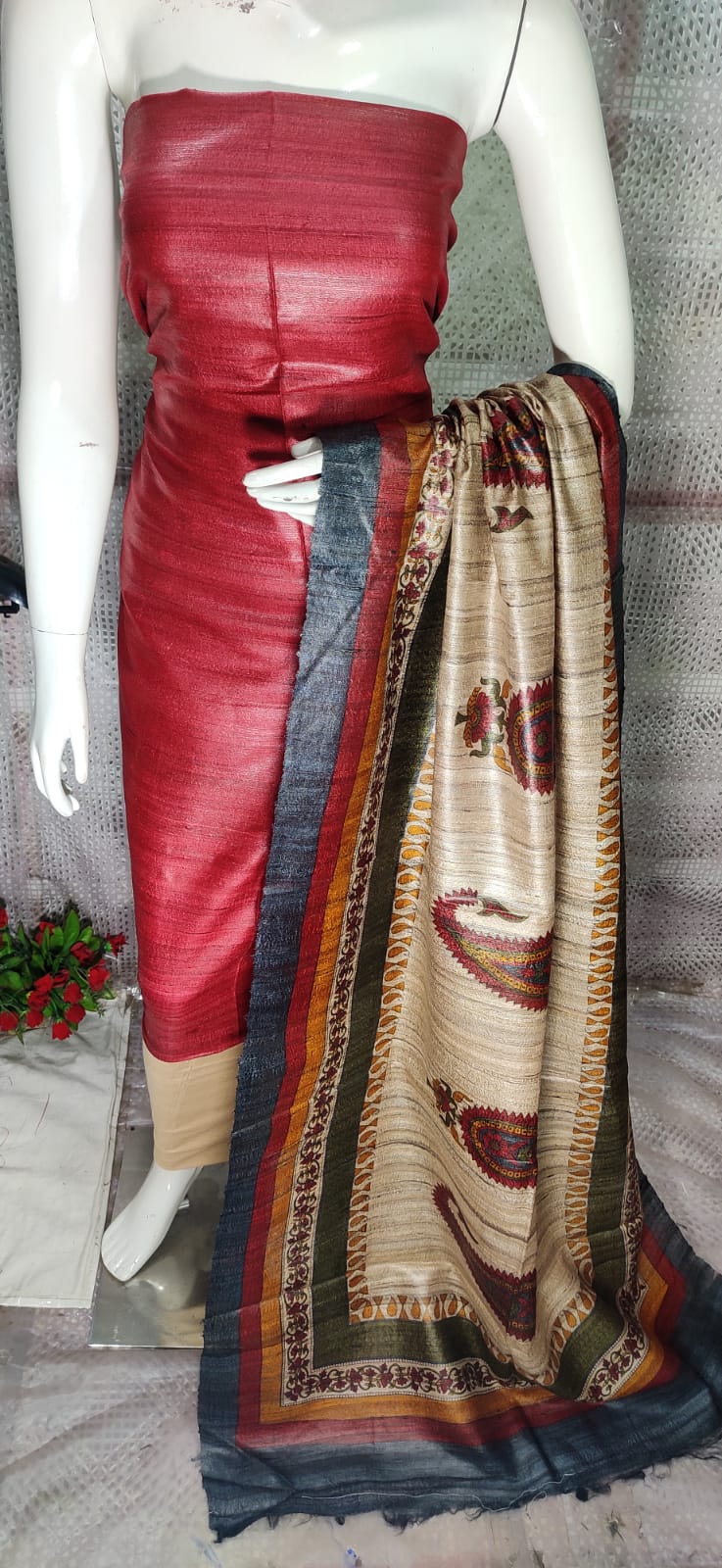 Pure tussar ghicha silk suit SILK ZONE