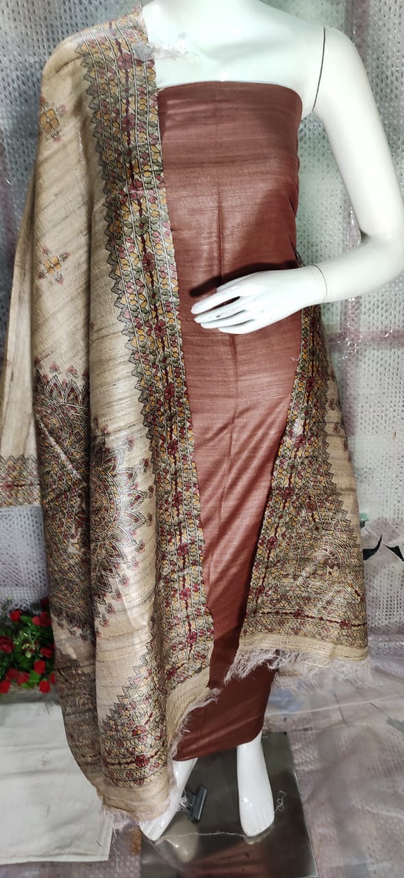 Pure tussar ghicha silk suit SILK ZONE