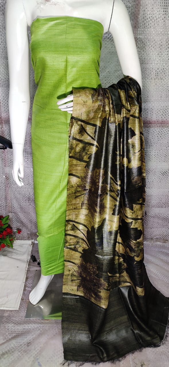 Pure tussar ghicha silk suit silk ZONE