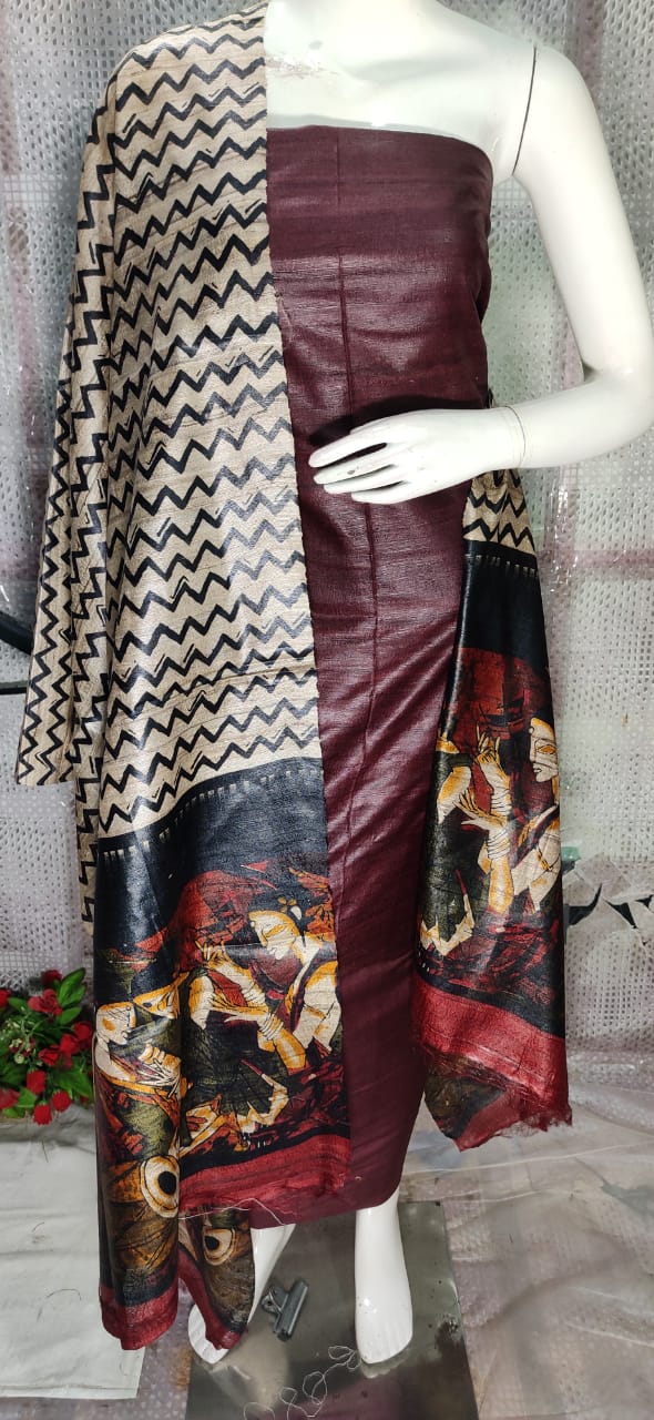 Pure tussar ghicha silk suit SILK ZONE
