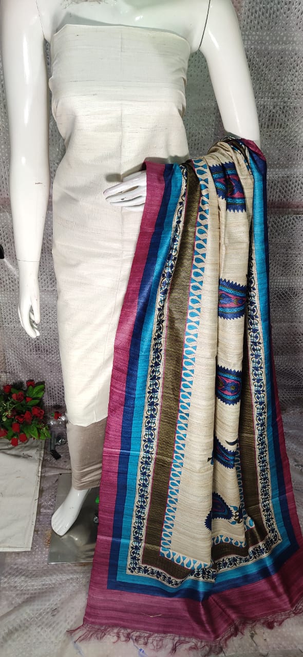 Pure tussar ghicha silk suit silk zone