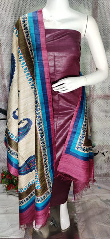 Pure tussar ghicha silk suit SILK ZONE