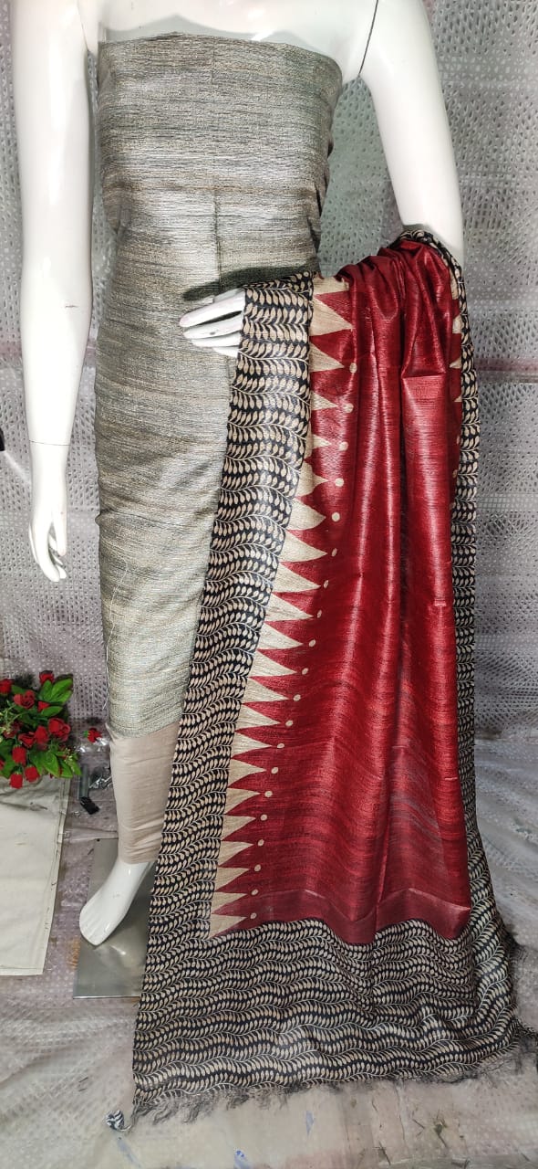 Pure tussar ghicha silk suit SILK ZONE