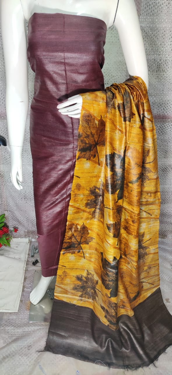 Pure tussar ghicha silk suit SILK ZONE