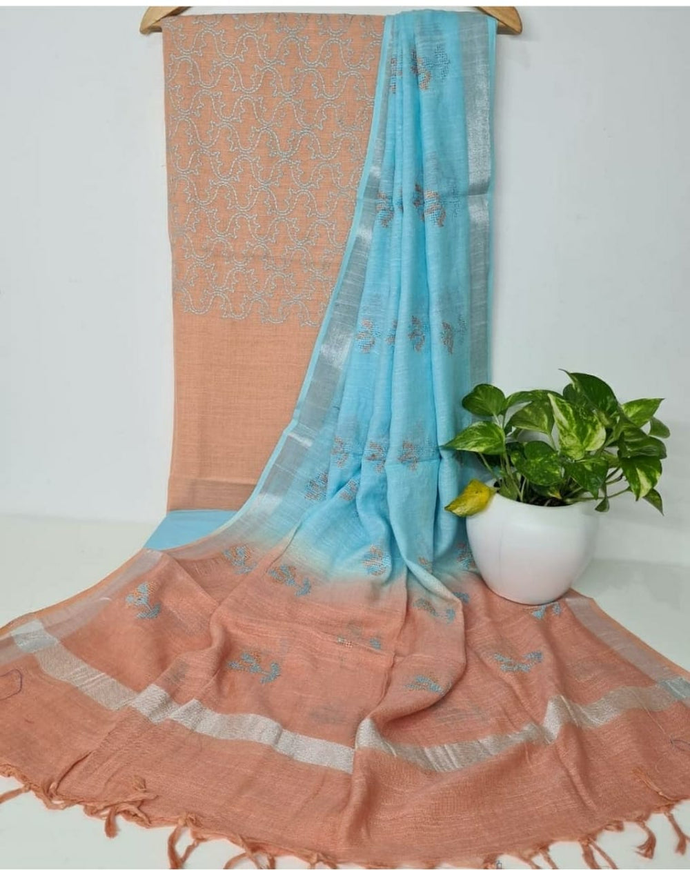 Cotton linen embroidery suit SILK ZONE