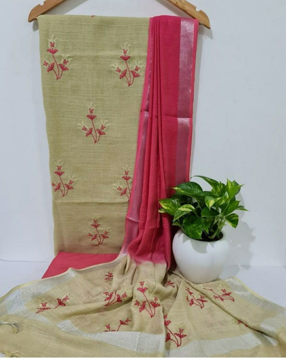 Cotton linen embroidery suit SILK ZONE