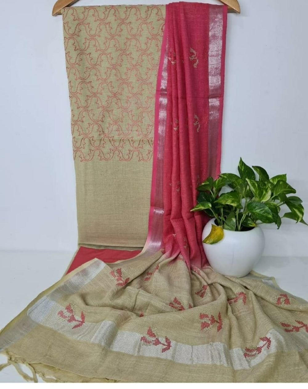 Cotton linen embroidery suit SILK ZONE