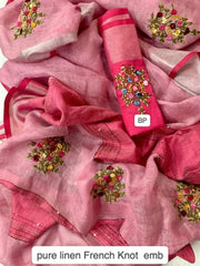 Pure linen handwork saree SILK ZONE