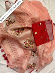 Pure linen handwork saree SILK ZONE