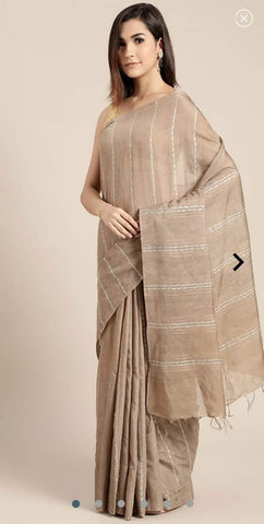 Semi Tussar Munga silk stripe saree SILK ZONE