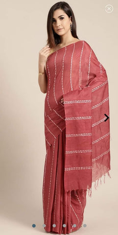 Semi tussar munga silk stripe saree SILK ZONE