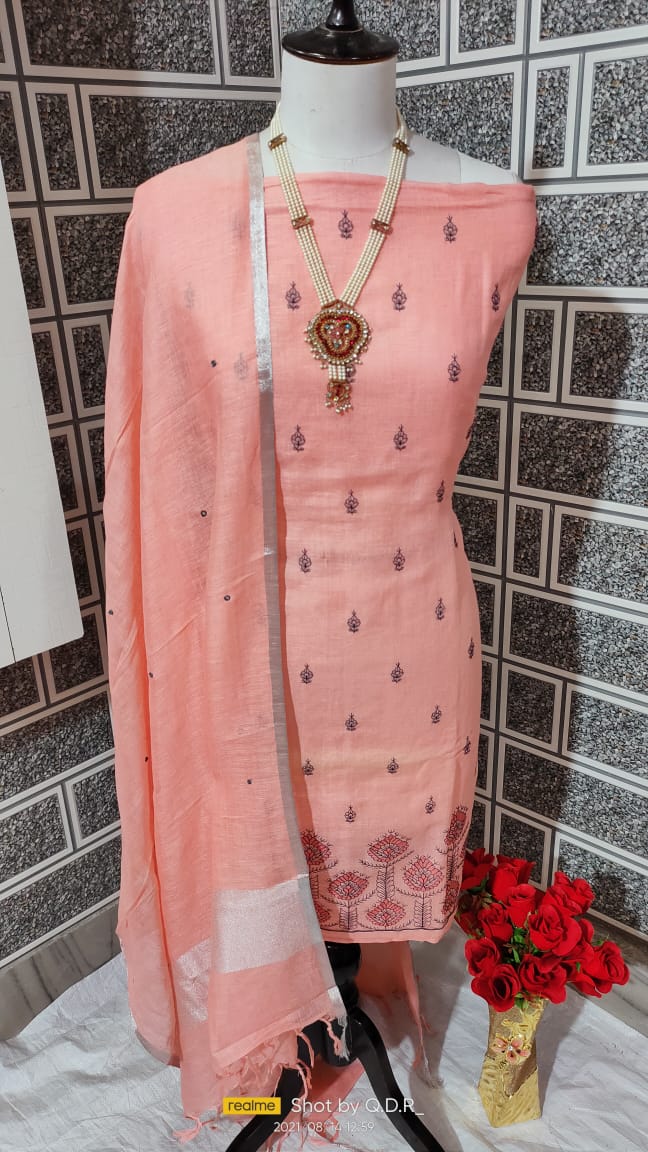 Linen embroidery suit SILK ZONE