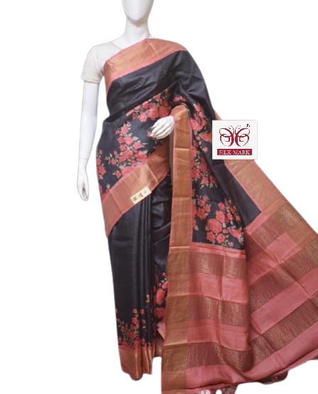 Pure Tussar Silk print saree