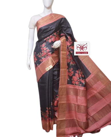 Pure Tussar Silk print saree