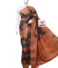 Pure Tussar Silk print saree