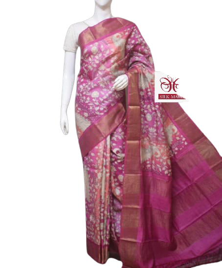 Pure Tussar Silk print saree