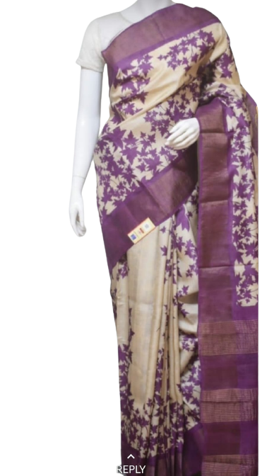 Pure Tussar Silk print saree