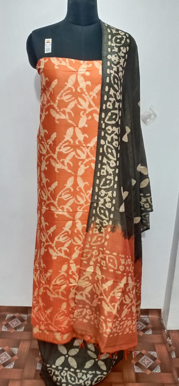 Cotton dupion batik print suit SILK ZONE