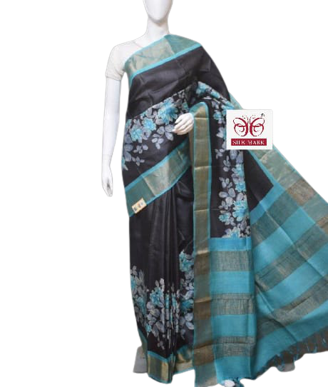 Pure Tussar Silk print saree