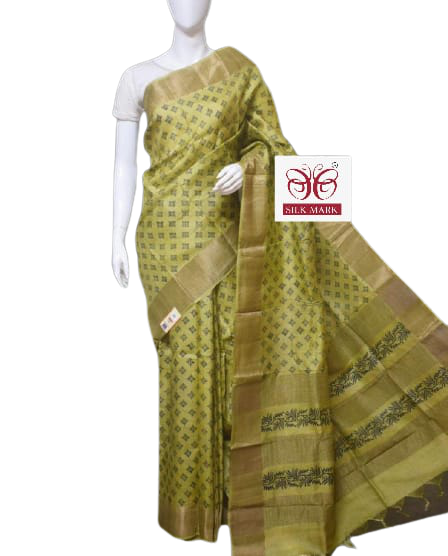Pure Tussar Silk print saree
