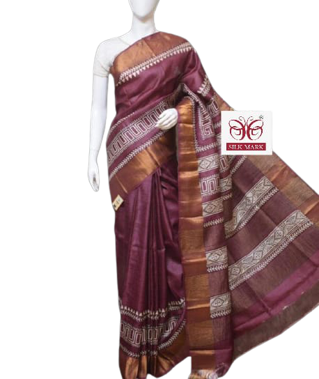 Pure Tussar Silk print saree
