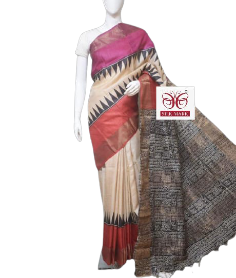 Pure Tussar Silk print saree