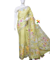 PURE LINEN DIGITAL PRINT SAREE SILK ZONE
