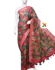 PURE LINEN DIGITAL PRINT SAREE SILK ZONE