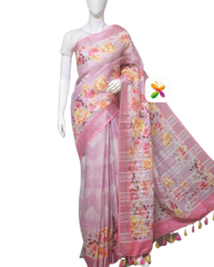 PURE LINEN DIGITAL PRINT SAREE SILK ZONE