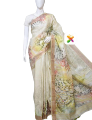 PURE LINEN DIGITAL PRINT SAREE SILK ZONE