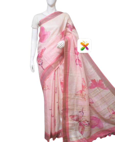 PURE LINEN DIGITAL PRINT SAREE SILK ZONE