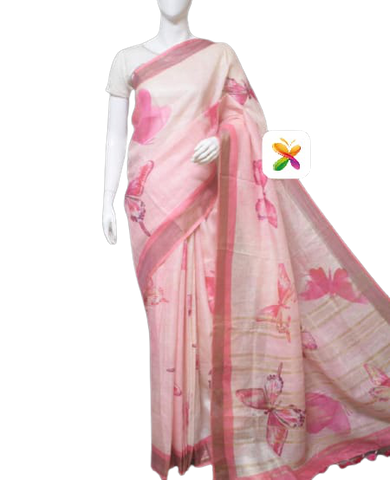 PURE LINEN DIGITAL PRINT SAREE SILK ZONE