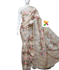 PURE LINEN DIGITAL PRINT SAREE SILK ZONE